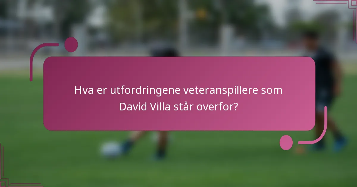 Hva er utfordringene veteranspillere som David Villa står overfor?