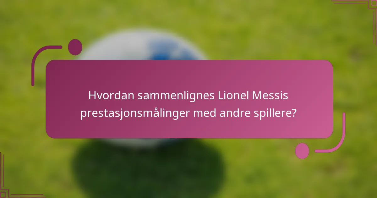 Hvordan sammenlignes Lionel Messis prestasjonsmålinger med andre spillere?