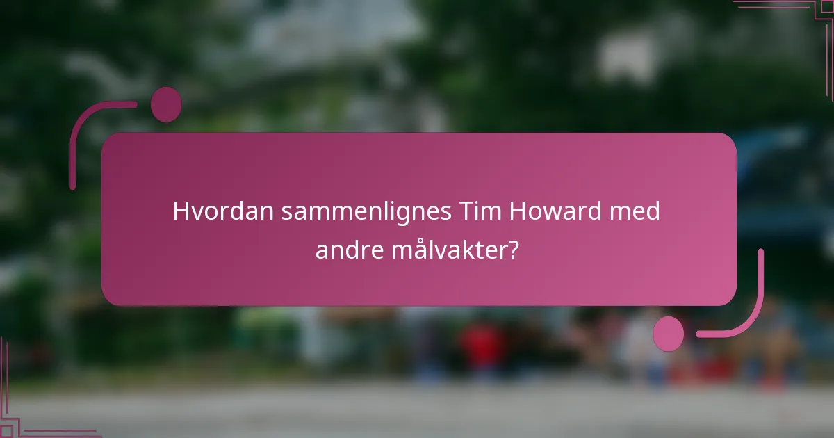 Hvordan sammenlignes Tim Howard med andre målvakter?